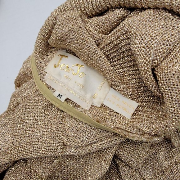 Vintage Jeri Jo New York Gold Metal thread Knit Top Long Maxi Skirt Hong Kong M - Picture 4 of 14